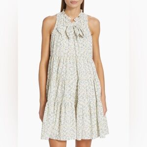 En Saison floral mini dress with tiered ruffle skirt, sleeveless size S